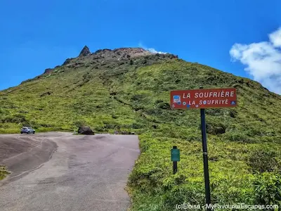 La Soufrière volcano in Saint-Claude, the emblematic peak of Basse-Terre, accessible from the Rivière-Sens Marina